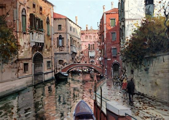 Raimondo Roberti (1947-) Venetian canal scene, 18.5 x 26.5in.